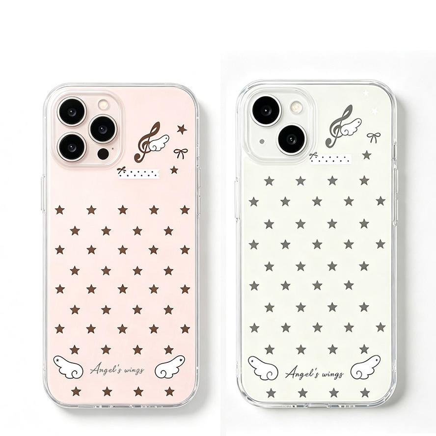 Vivo Y28 - جراب هاتف بتصميم أجنحة الملاك والنجوم
