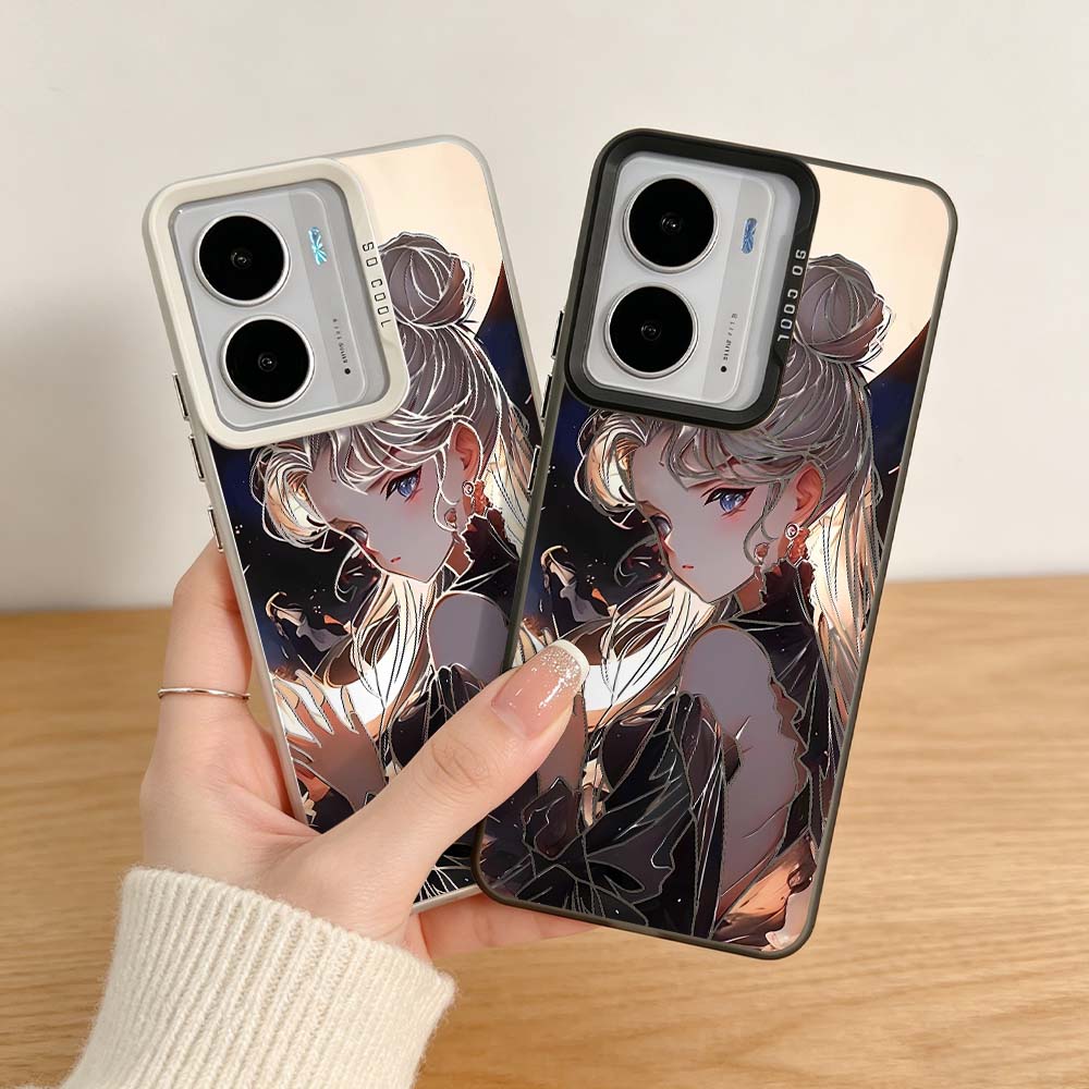 Realme C67 - غطاء هاتف ملون فضي بتصميم أنمي