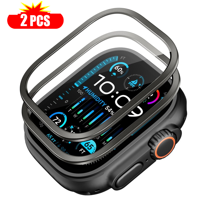 Watch Case Bumper - 2 قطعة الزجاج المقسى لساعة أبل