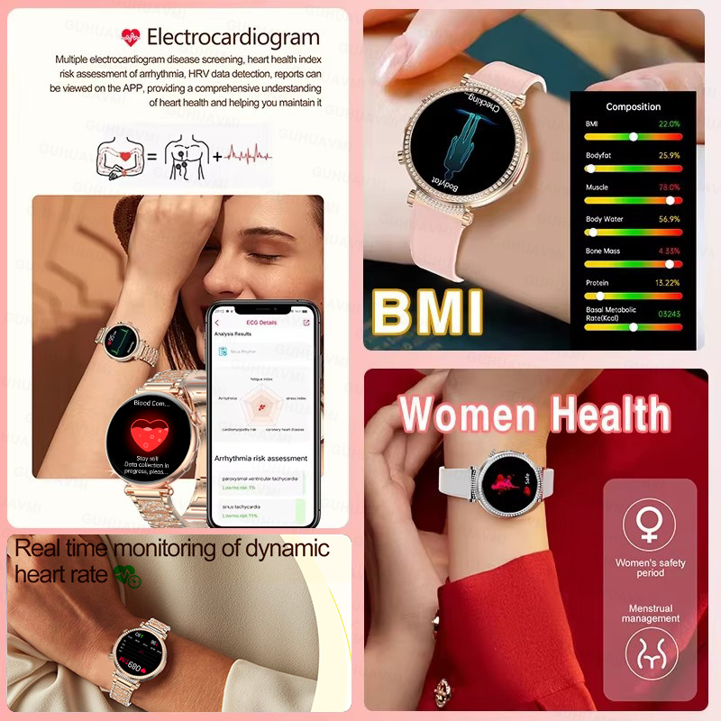 جديد 1.27 بوصة ساعة ذكية للنسا - مراجعة Smartwatch Custom وسعره