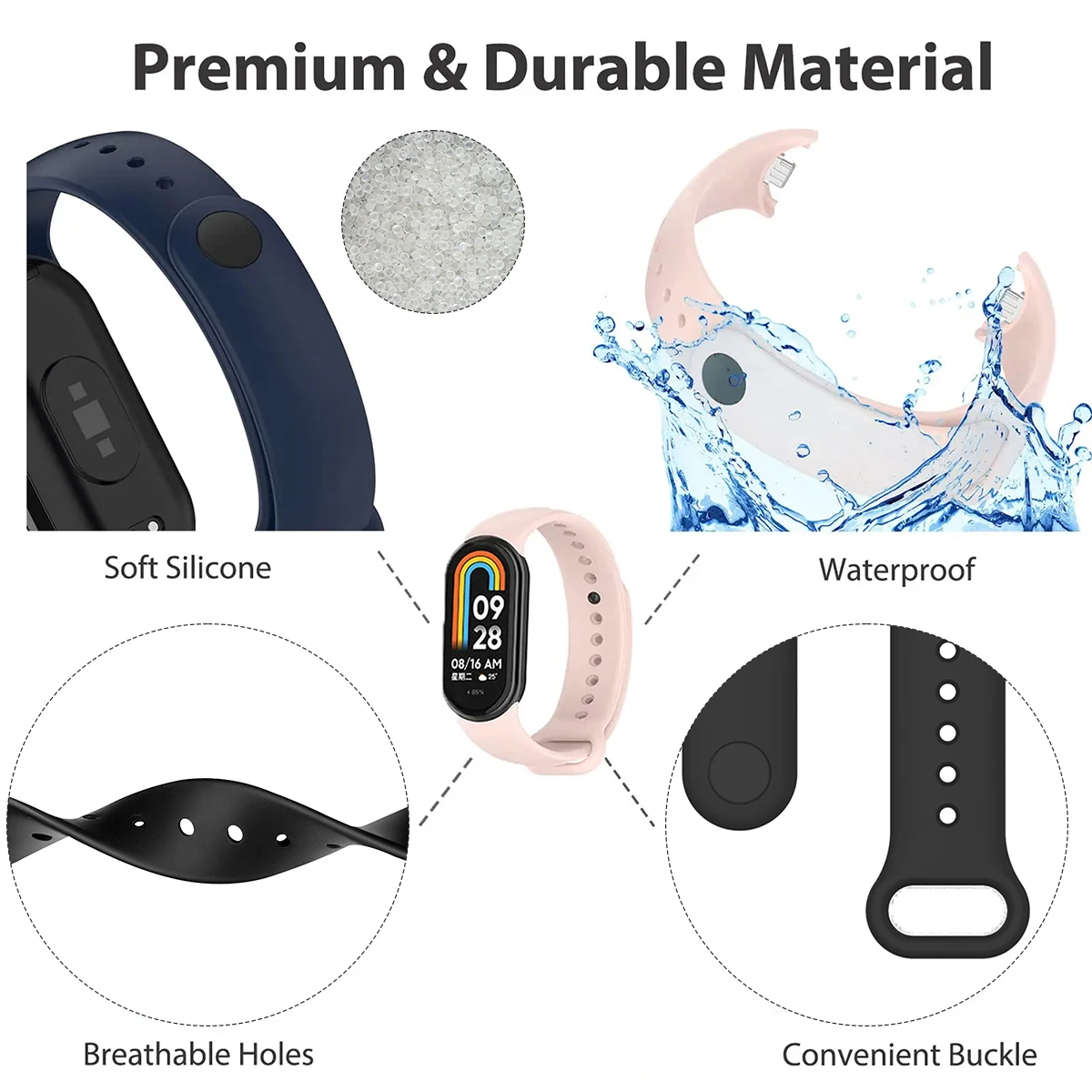 حزام لشاومي Mi Band 9/9 NFC سو - مراجعة Silicone Band Replacement وسعره